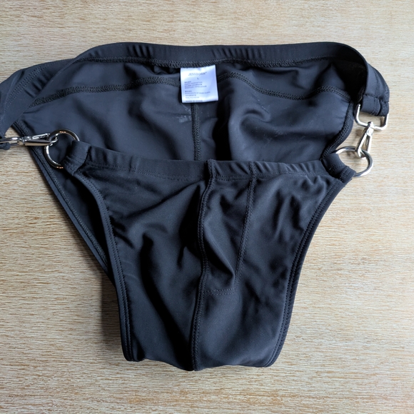 Black Swim Briefs With Chain Clip Sides - Picture 1 of 3